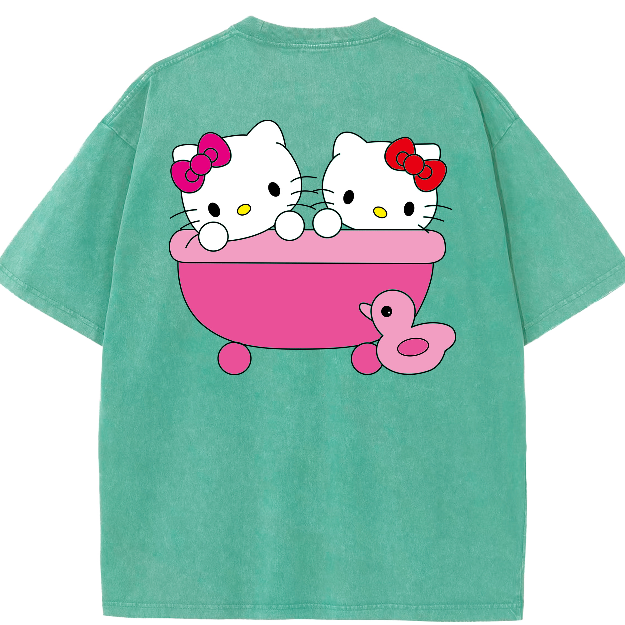 （画像用） Hello Kitty ハローキティ 綿100% ヴィンテージ風 半袖Tシャツ（背面プリント）